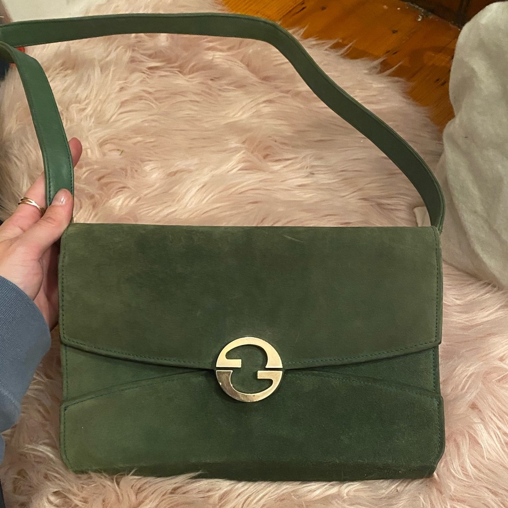 Vintage Green Suede Gucci Purse
